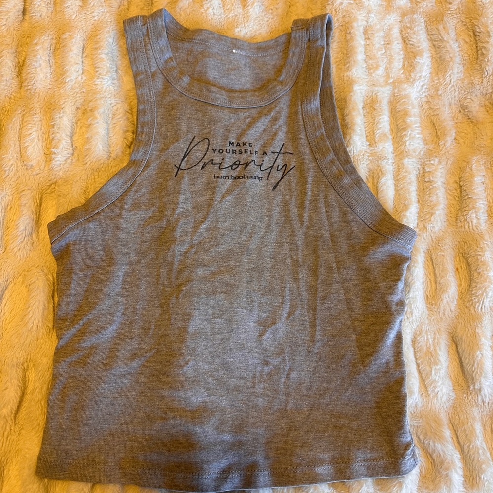 Gray Sleeveless Crop Tank Top